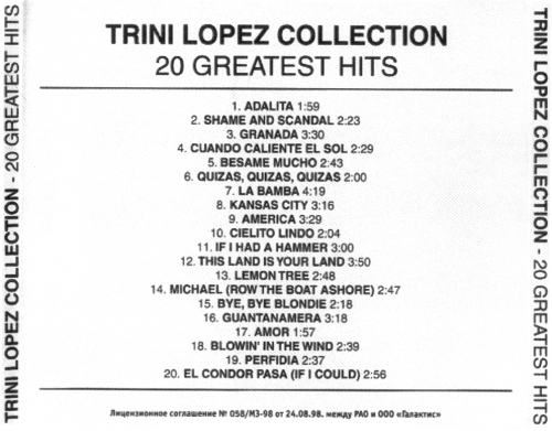 Trini Lopez ‎– Trini Lopez: Collection 20 Greatest Hits (1999)