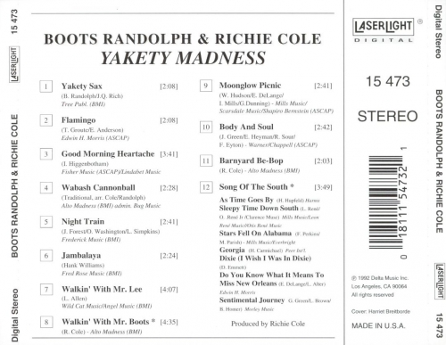 Boots Randolph & Richie Cole ‎– Yakety Madness (1992)