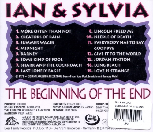 Ian & Sylvia ‎– The Beginning Of The End (1971/1996)