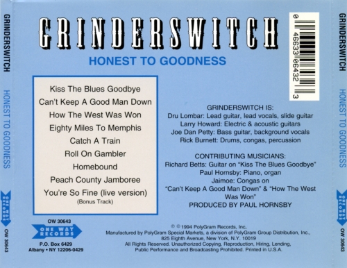 Grinderswitch - Honest To Goodness (Reissue) (1974/1994)