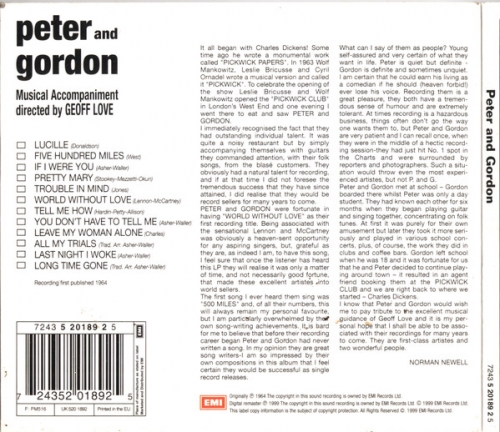 Peter And Gordon - Peter And Gordon (Remastered, Stereo, Mono) (1964/1999)