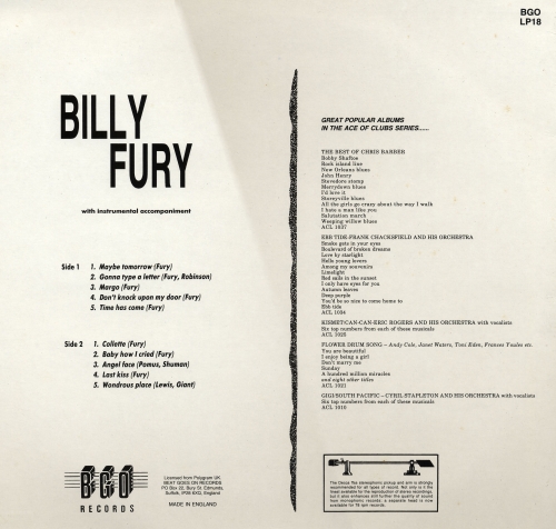 Billy Fury - Billy Fury (1960) Vinyl