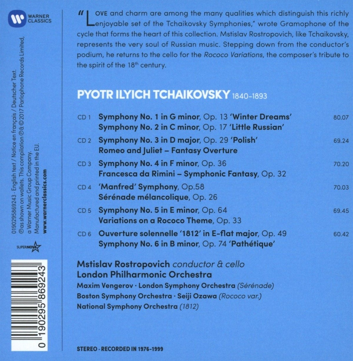 Mstislav Rostropovich, London Philharmonic Orchestra - Tchaikovsky: Complete Symphonies (2017)