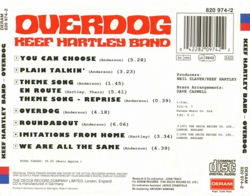 Keef Hartley Band - Overdog (Reissue, Remastered) (1971/1994)