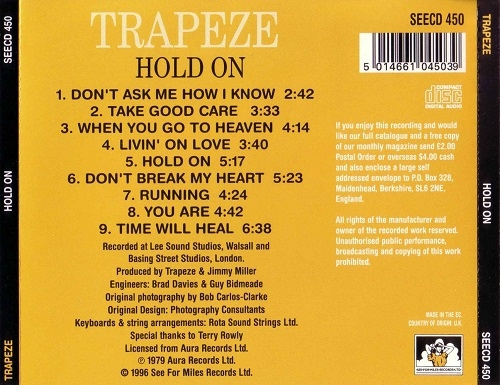 Trapeze - Hold On (Reissue) (1976/1996)