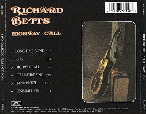 Richard Betts - Highway Call (Reissue) (1974/2001)