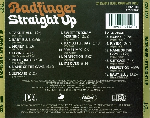 Badfinger - Straight Up (Remastered, 24 Karat Gold Disc With Slip-Case) (1971/2001)