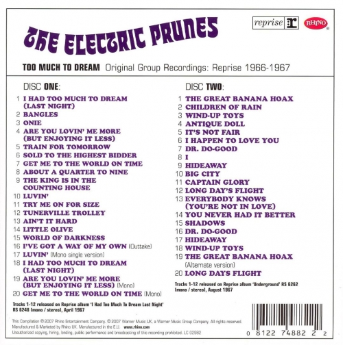 The Electric Prunes - Too Much to Dream: Original Group Recordings Reprise 1966-1967 (2007) Lossless