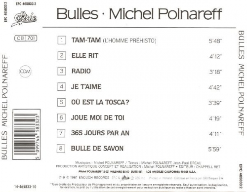 Michel Polnareff ‎– Bulles (Remastered) (1981/1996)