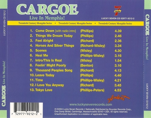 Cargoe - Live In Memphis! (Reissue) (1972/2004)