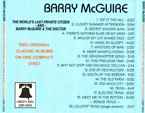 Barry McGuire - The World's Last Privat Citizen / Barry And The Doctor (Reissuee) (1968-70/2004)