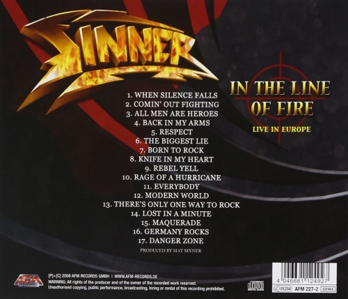 Sinner - In The Line Of Fire: Live In Europe (Remastered) (1995/2008)