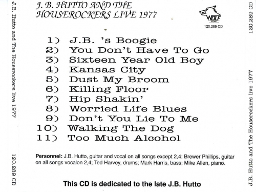 J.B. Hutto & The Houserockers - Live 1977 (1998)