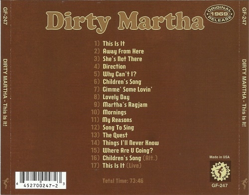 Dirty Martha - This Is It!! (Reissue) (1969/2011) Lossless