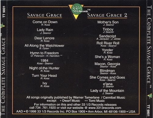 Savage Grace - The Complete Savage Grace (Reissue, Remastered) (1970-71/1998)