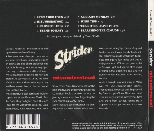 Strider - Misunderstood (Reissue) (1974/2009)