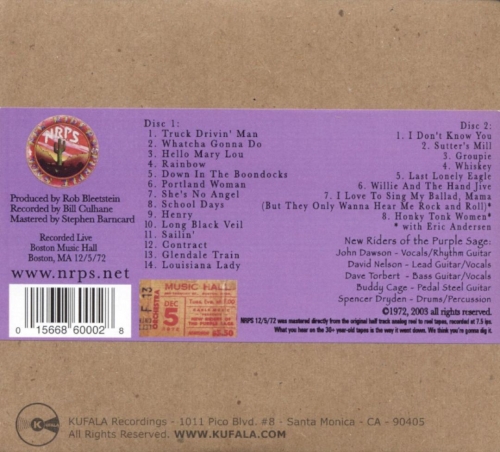 New Riders of the Purple Sage - Boston Music Hall, Boston, MA Dec 5 1972 (2003) Lossless