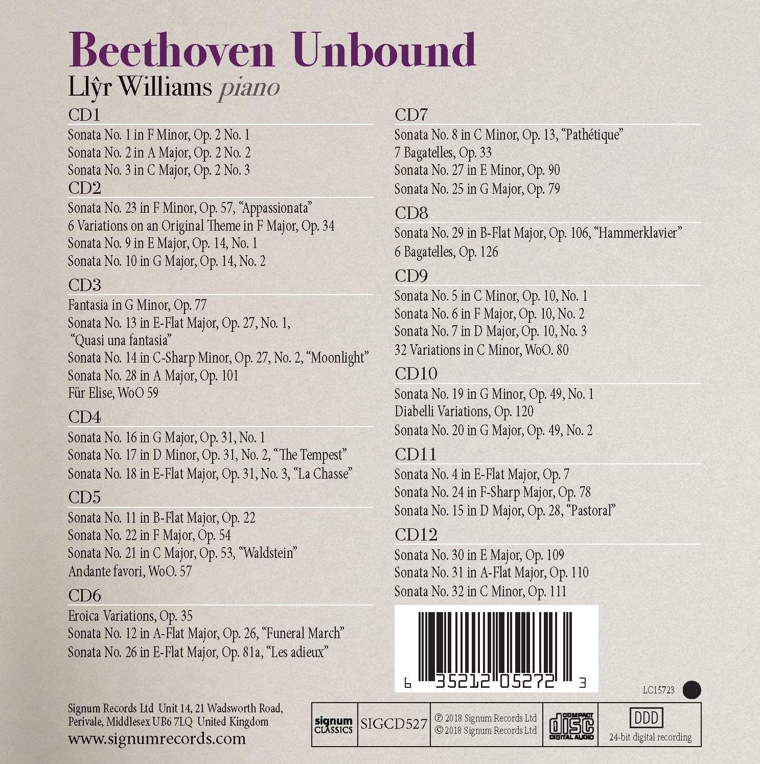 Llŷr Williams - Llŷr Williams: Beethoven Unbound (2018)