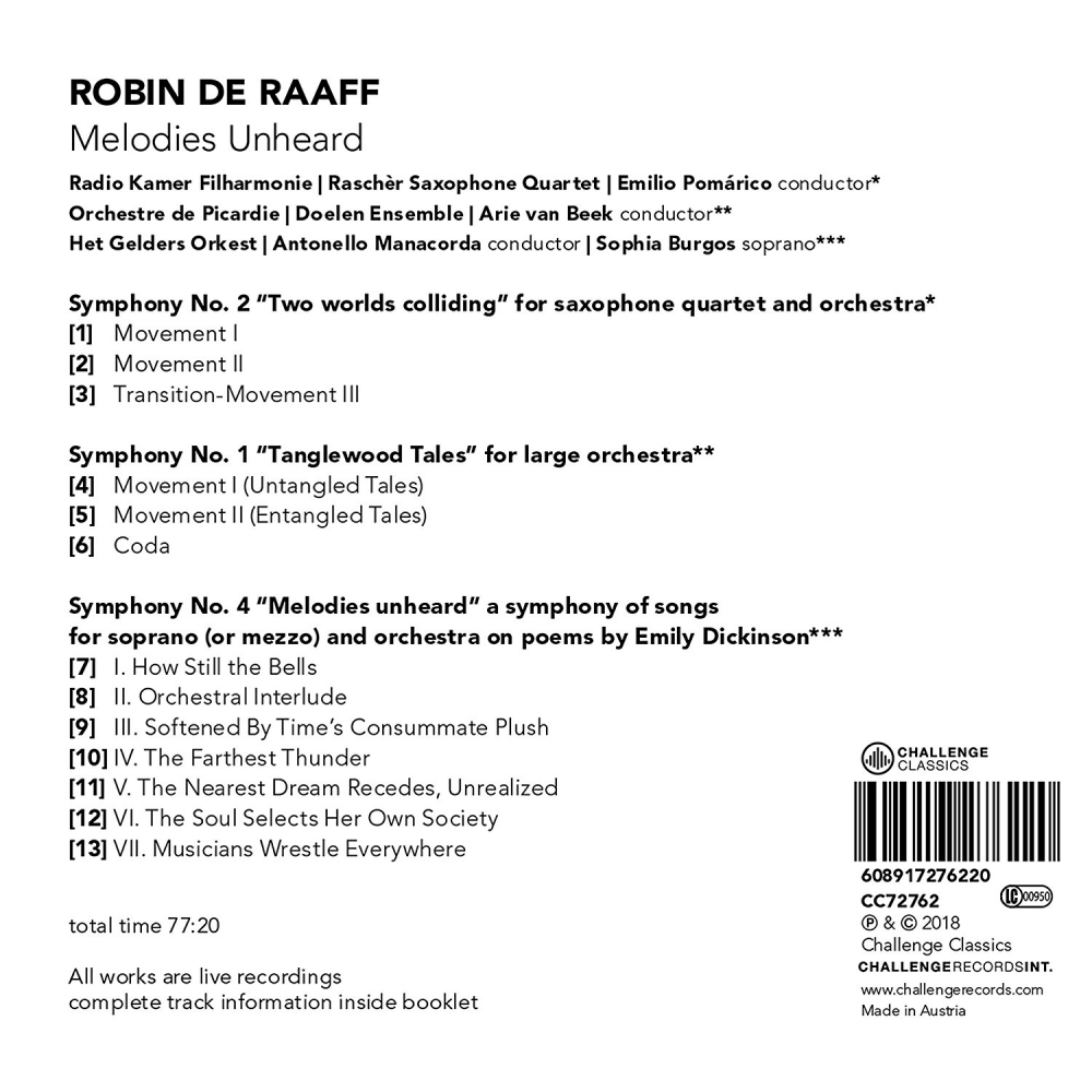 VA - Robin de Raaff: Melodies Unheard (Live) (2018) [Hi-Res]