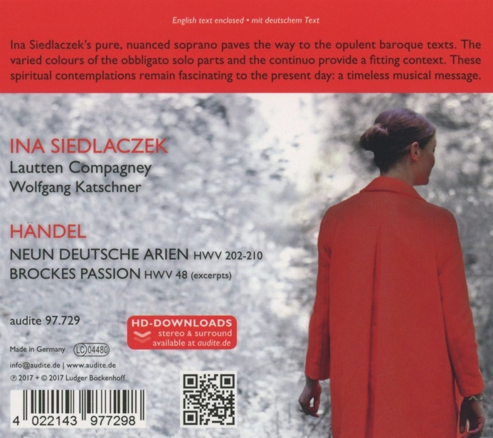 Ina Siedlaczek - Handel: Neun Deutsche Arien & Brockes Passion (2018)