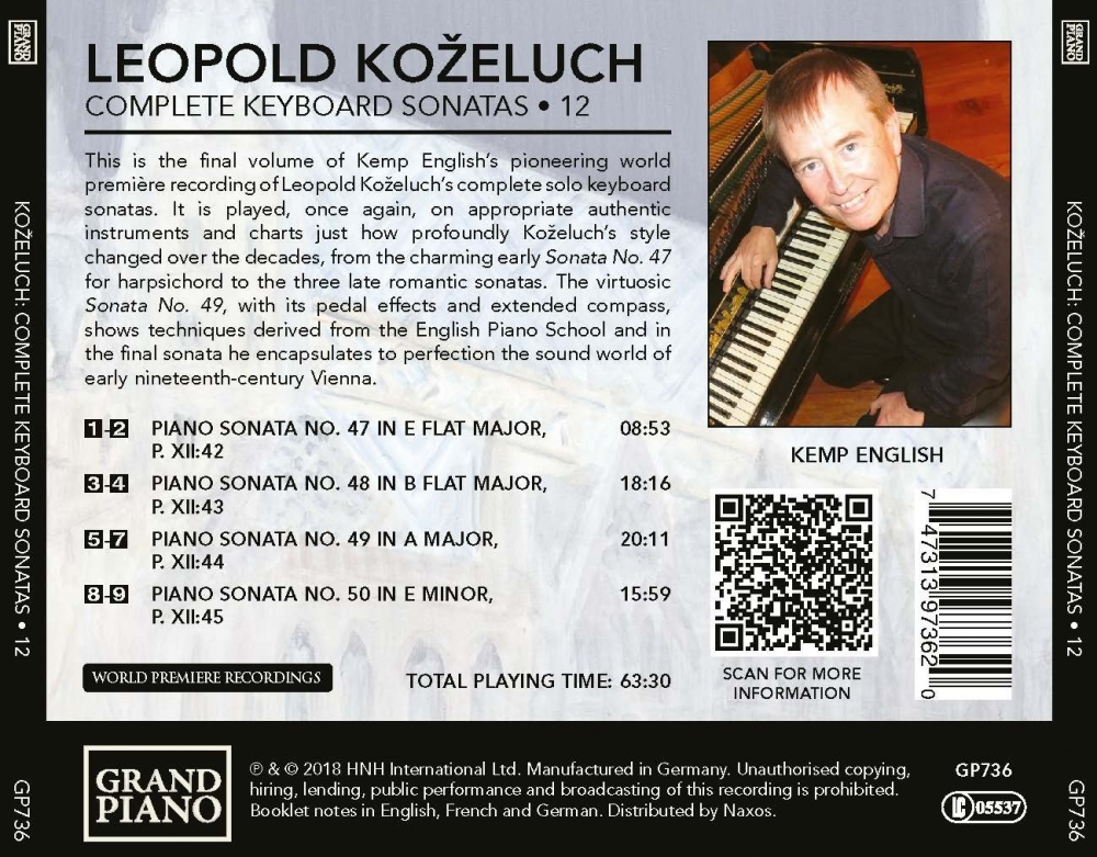 Kemp English - Koželuch: Complete Keyboard Sonatas, Vol. 12 (2018) [Hi-Res]