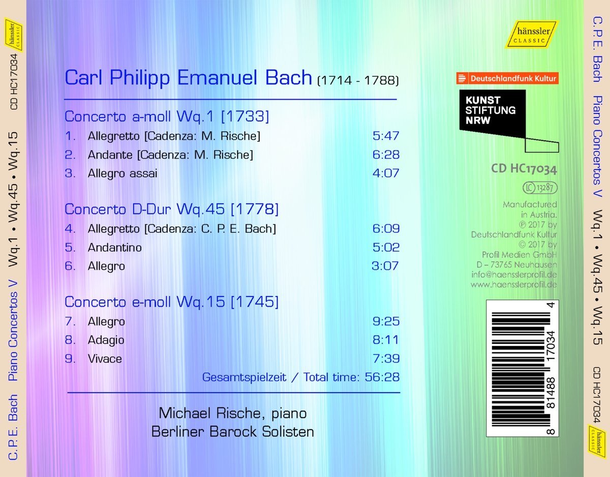 Michael Rische & Berlin Baroque Soloists - C.P.E. Bach: Piano Concertos, Vol. 5 (2018)