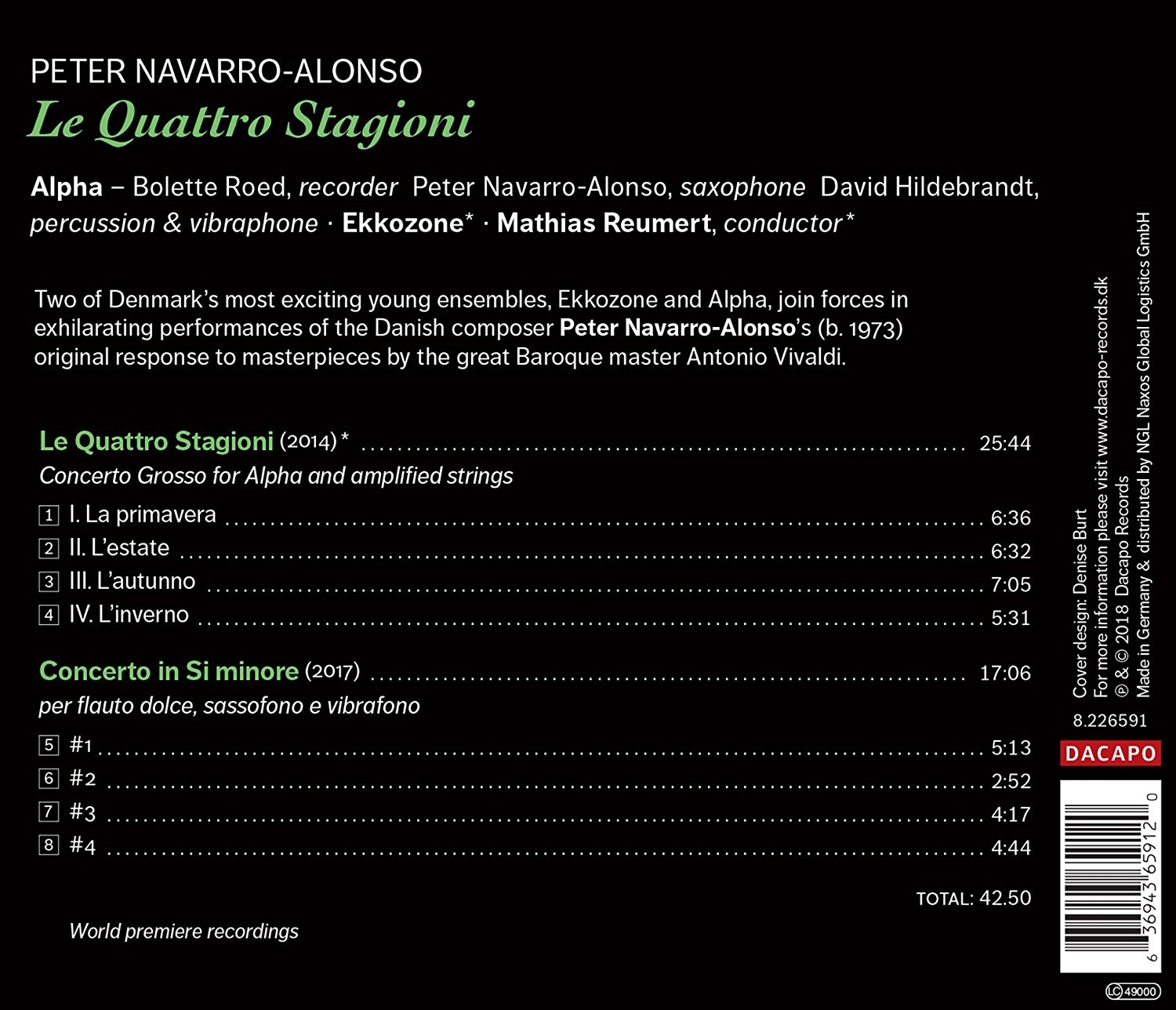 Alpha, Ekkozone & Mathias Reumert - Peter Navarro-Alonso: Le quattro stagioni & Concerto in B Minor (2018)