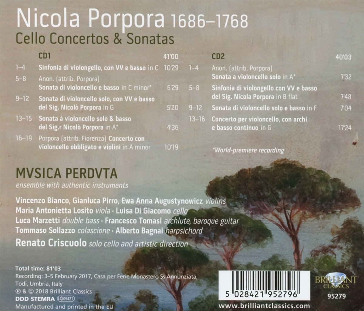 Musica Perduta & Renato Criscuolo - Porpora: Cello Concertos & Sonatas (2018)