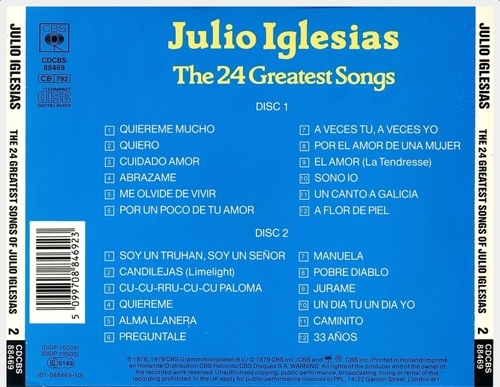Julio Iglesias - The 24 Greatest Songs / Disc 2 (1986) CD-Rip 