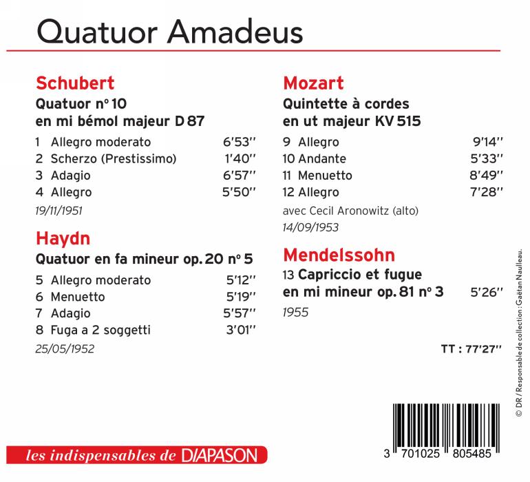 Amadeus Quartet - Schubert, Haydn, Mozart, Mendelssohn (2018)