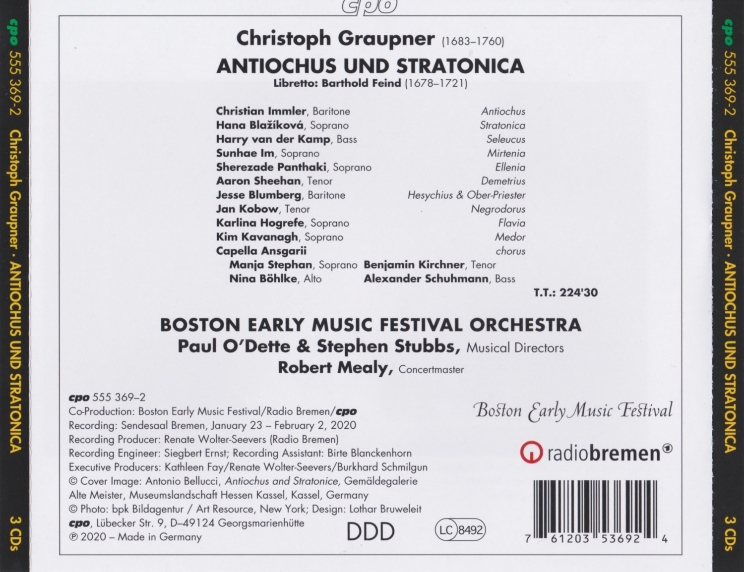 Boston Early Music Festival Orchestra, Paul O'Dette & Stephen Stubb  - Graupner: Antiochus und Stratonice