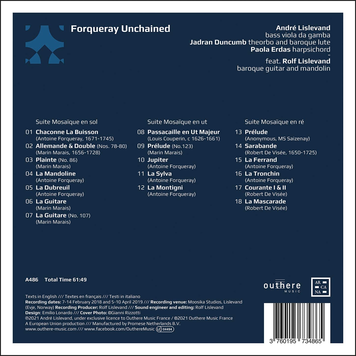 André Lislevand, Jadran Duncumb and Paola Erdas - Forqueray Unchained (2021) [Hi-Res]