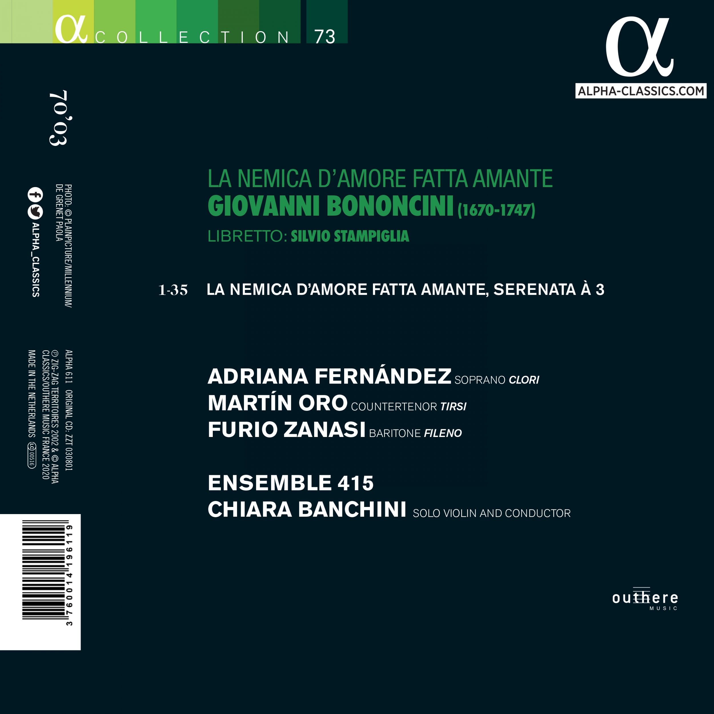 Ensemble 415 & Chiara Banchini - Bononcini: La nemica d'amore fatta amante (Alpha Collection) (2003/2021)