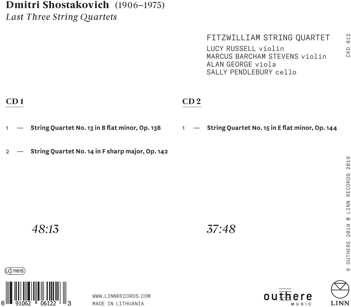 Fitzwilliam String Quartet - Shostakovich: Last Three String Quartets, 50th Anniversary Recording (2019) [Hi-Res]