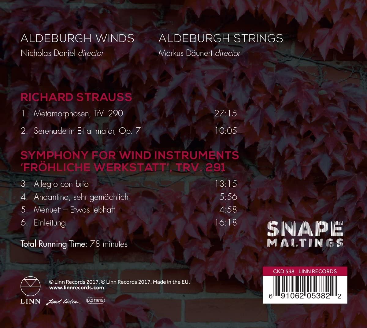 Aldeburgh Winds & Aldeburgh Stringss - Strauss: Metamorphosen & Symphony for Wind Instruments (2017) [Hi-Res]