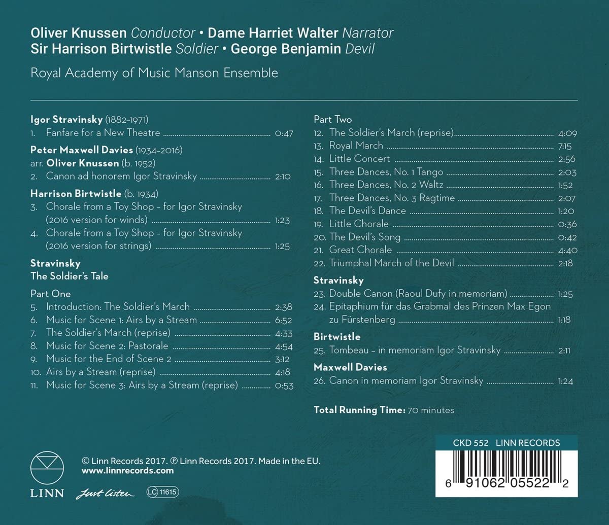 Oliver Knussen & Royal Academy of Music Manson Ensemble - Stravinsky: The A Soldier's Tale (2017) [Hi-Res]