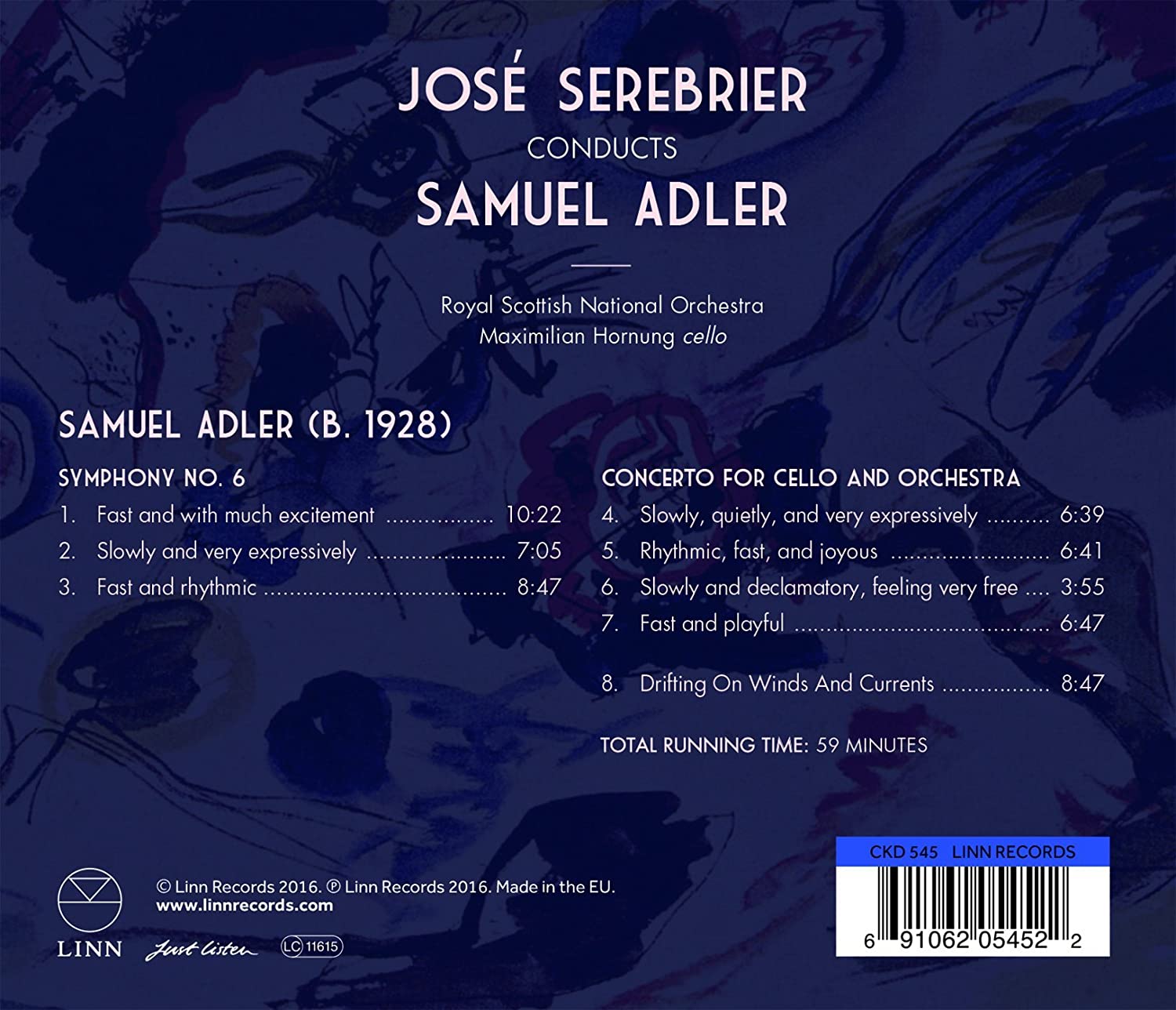 José Serebrier, Royal Scottish National Orchestra & Maximilian Hornung - José Serebrier Conducts Samuel Adler (2016) [Hi-Res]