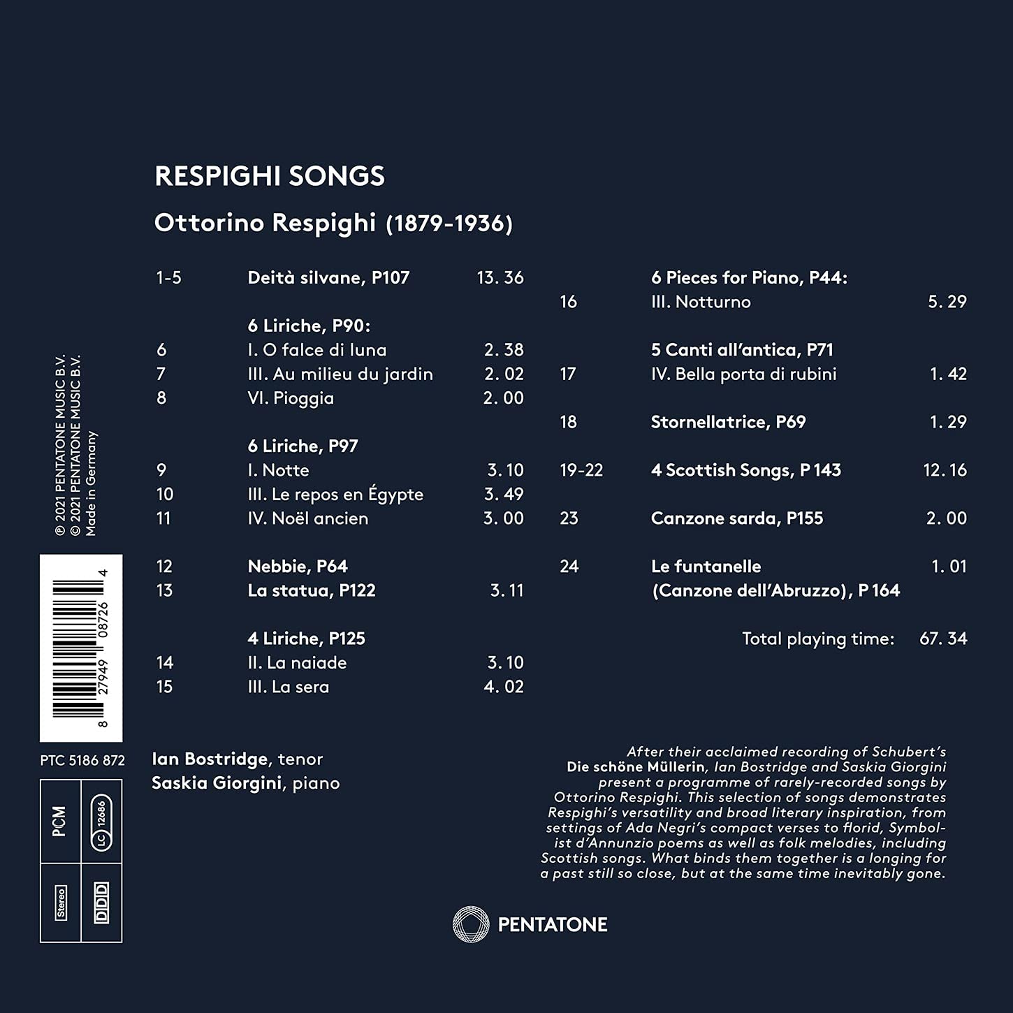 Saskia Giorgini, Ian Bostridge - Respighi: Songs (2021) [Hi-Res]