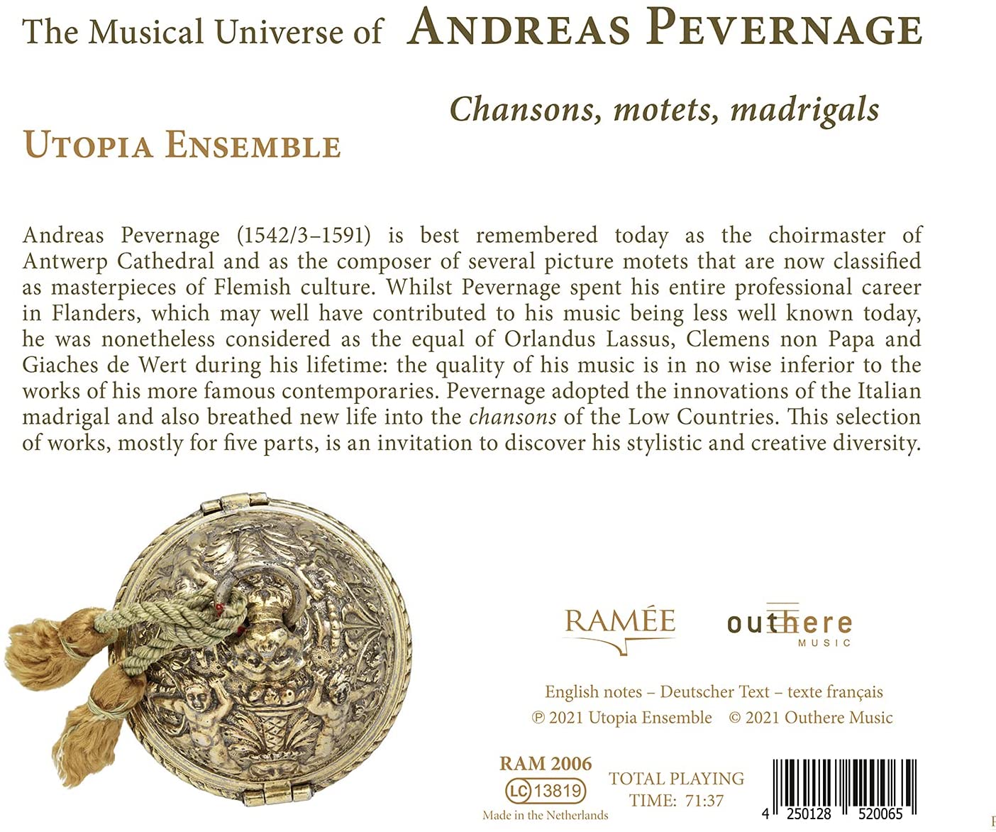 Utopia Ensemble - The Musical Universe of Andreas Pevernage (2021) [Hi-Res]