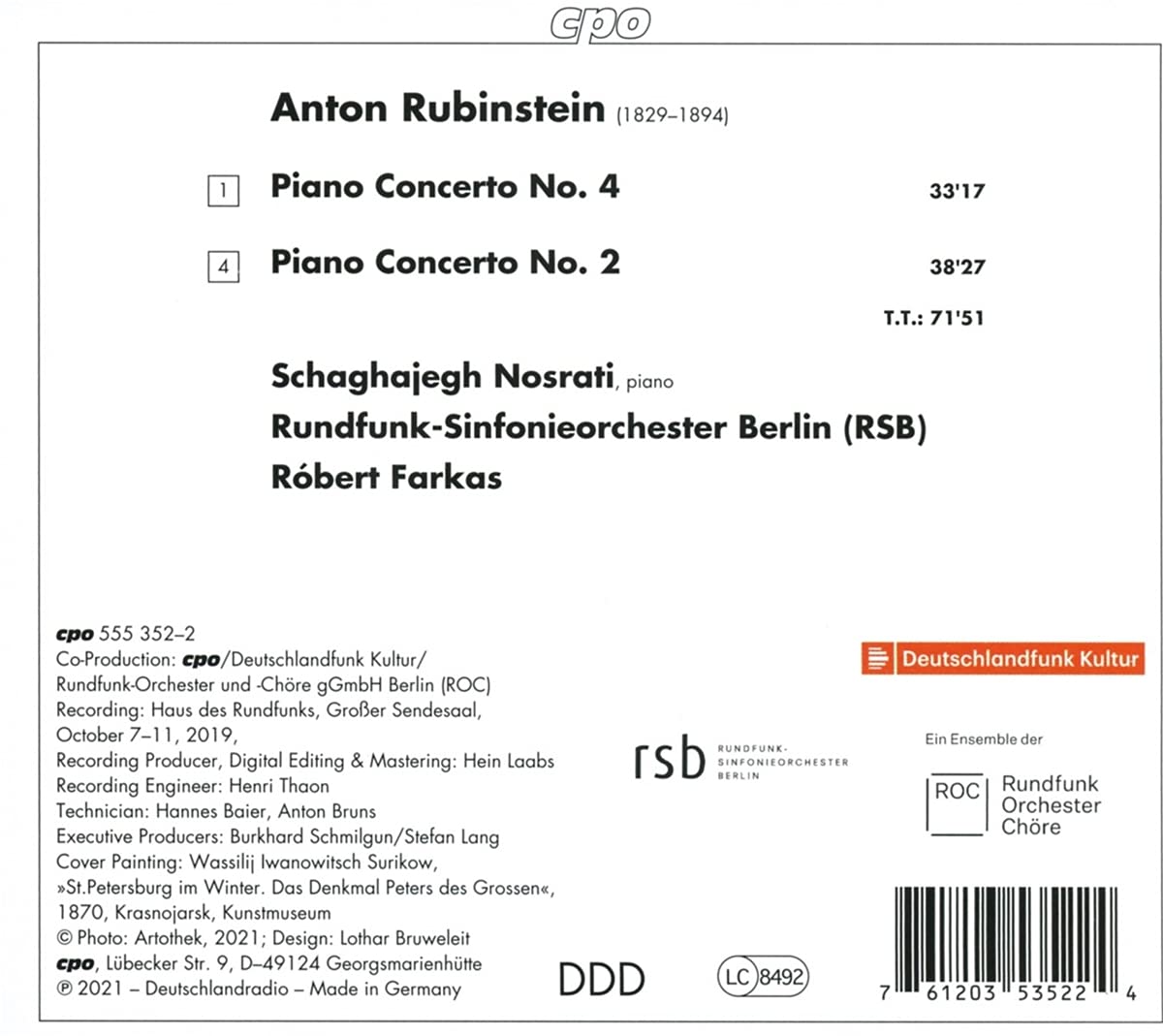 Schaghajegh Nosrati, Rundfunk-Sinfonieorchester Berlin, Robert Farkas - Rubinstein: Piano Concertos Nos. 2 & 4 (2021)