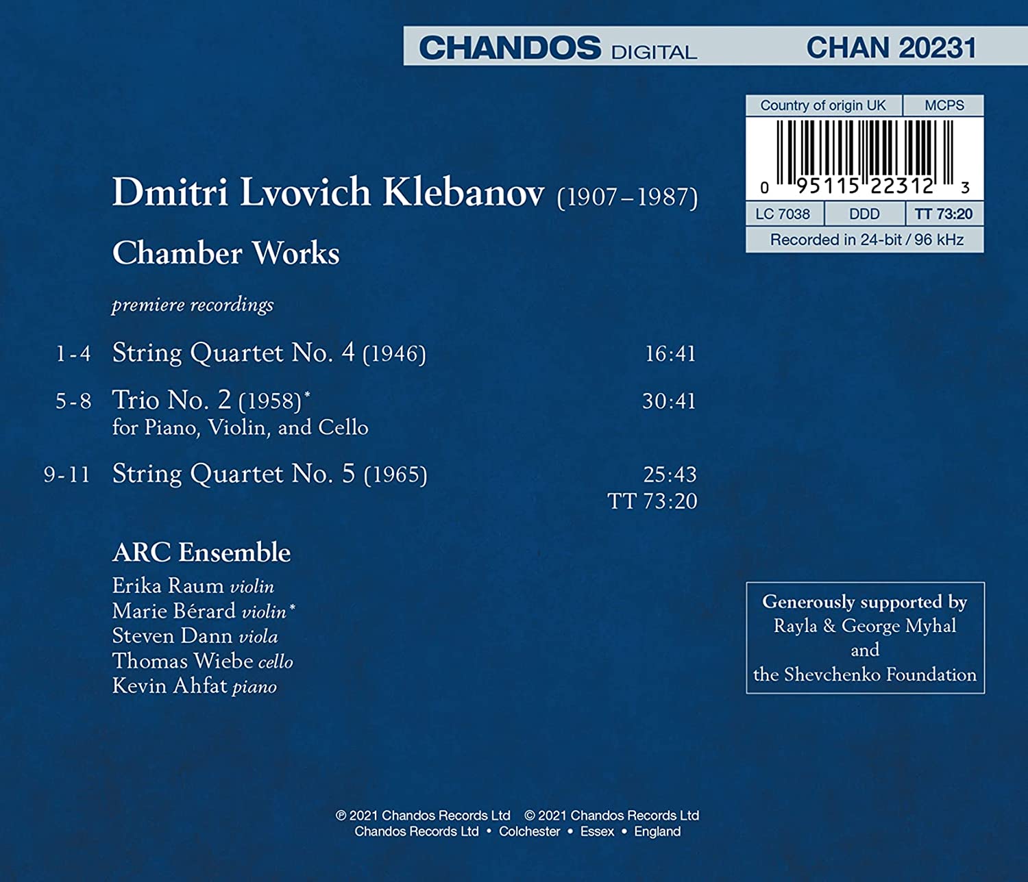 ARC Ensemble - Klebanov: Chamber Works (2021) [Hi-Res]