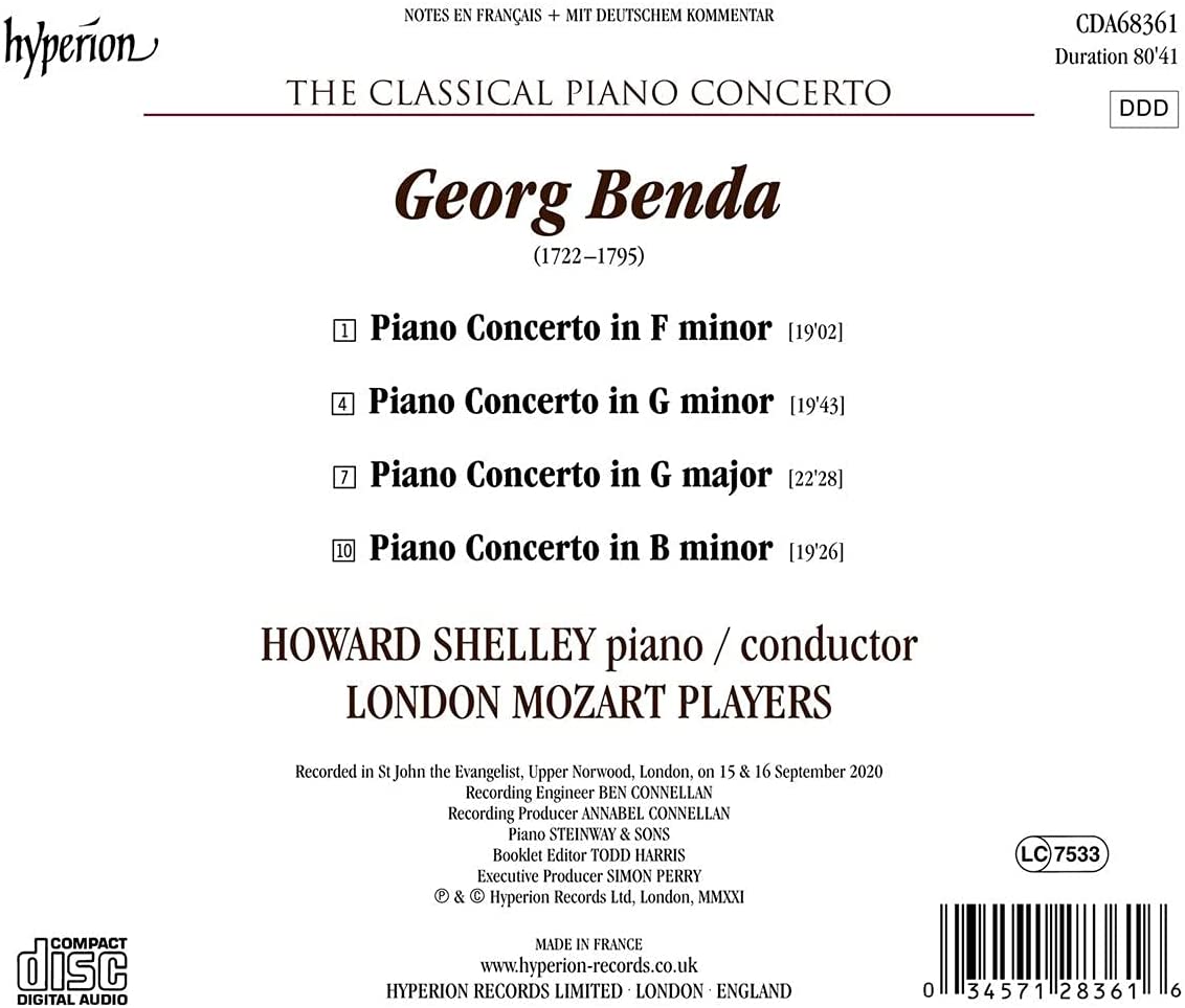 Howard Shelley, London Mozart Players - Benda: Piano Concertos (2021) [Hi-Res]