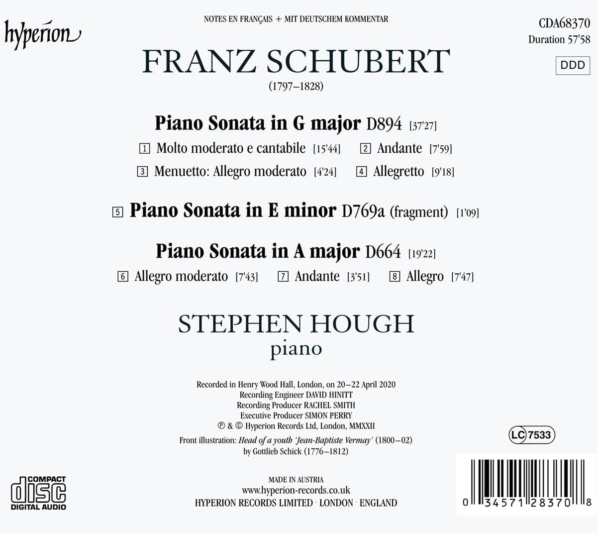 Stephen Hough - Schubert: Piano Sonatas D664, 769a & 894 (2022) [Hi-Res]