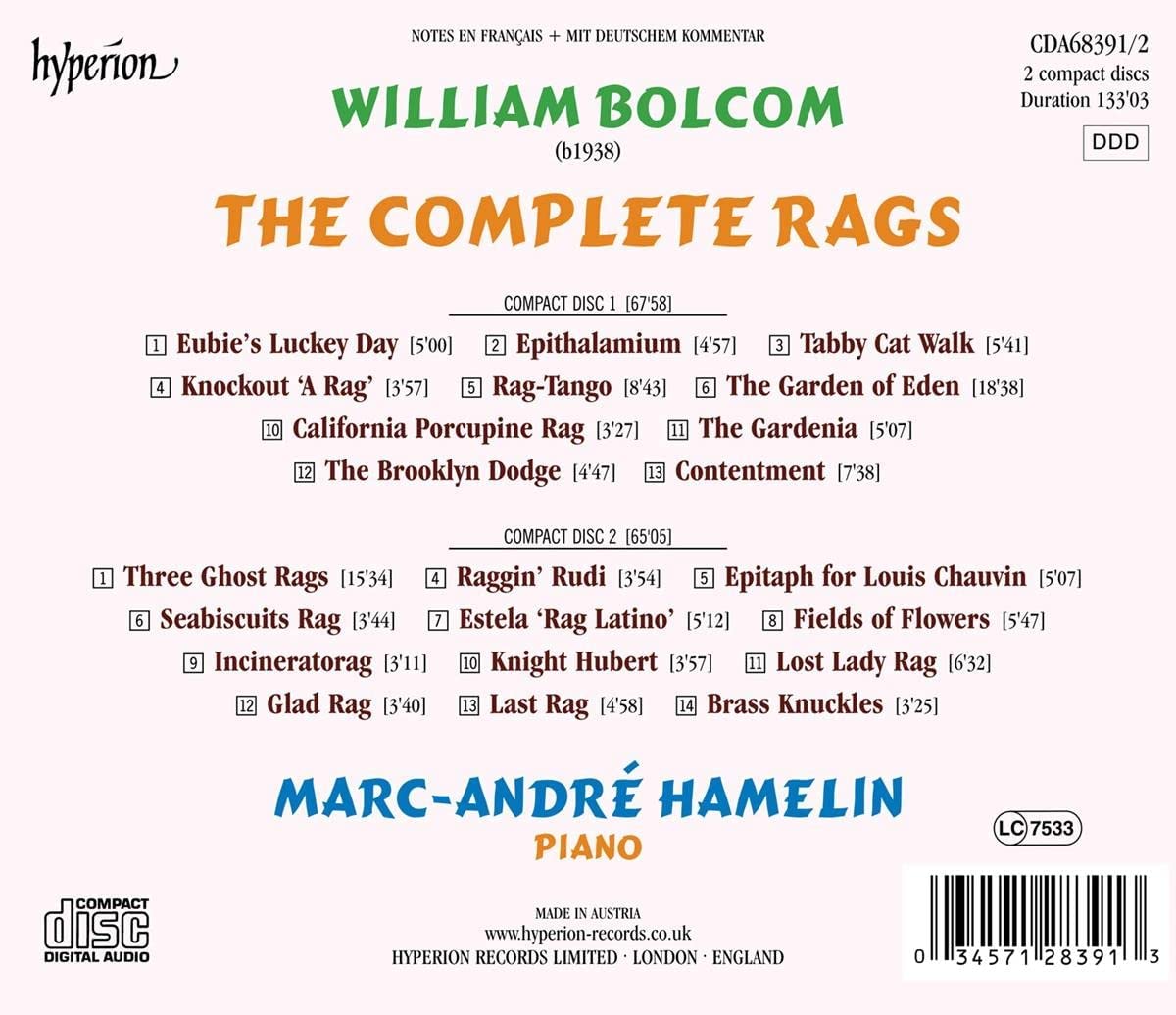 Marc-André Hamelin - Bolcom: The Complete Rags (2022) [Hi-Res]