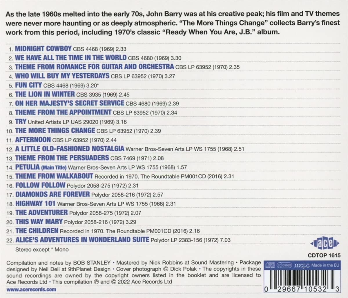 John Barry - The More Things Change: Film, TV & Studio Work 1968-1972 (2022)