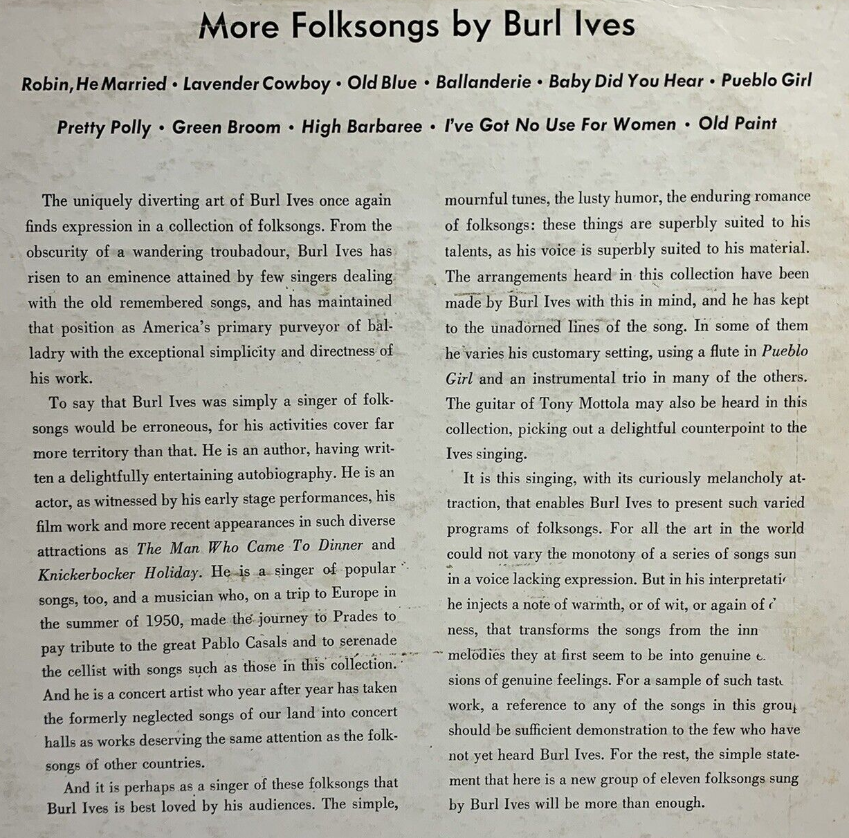 Burl Ives - More Folksongs (1950) [Hi-Res]