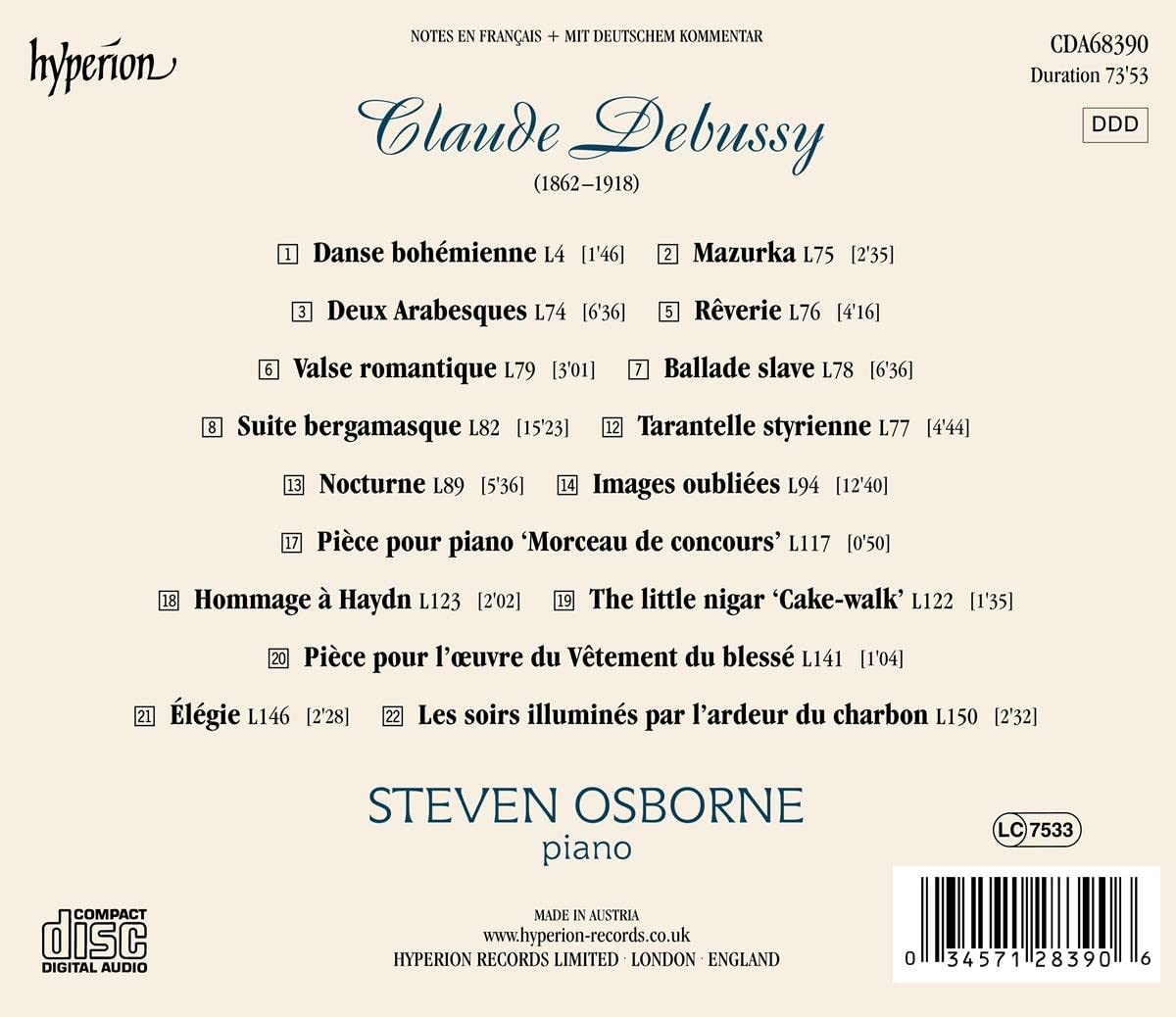 Steven Osborne - Debussy: Early and late piano pieces (2022) [Hi-Res]