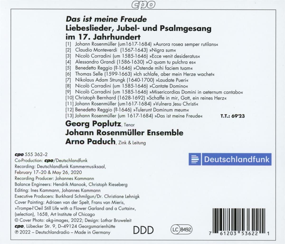 Arno Paduch, Johann Rosenmuller Ensemble, Georg Poplutz - Love Songs & Psalms (2023)