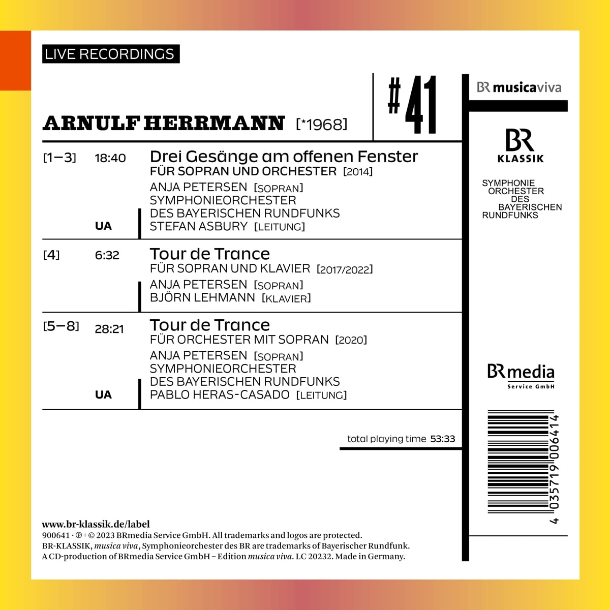 Anja Petersen, Bavarian Radio Symphony Orchestra - Arnulf Herrmann: 3 Gesänge am offenen Fenster & Tour de Trance (Live) (2023) [Hi-Res]