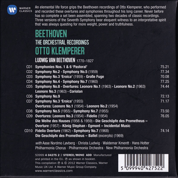 Otto Klemperer - Beethoven: Orchestral Recordings (2012)